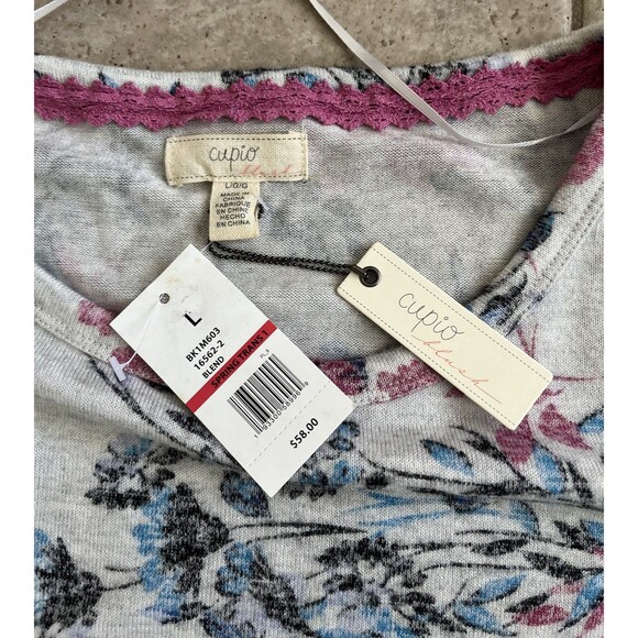 Cupid Size Large Blush Floral Spring Pullover Sweater Top NWT - Picture 5 of 6